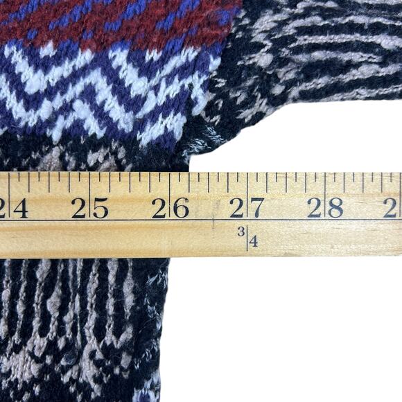 Free People Patchwork Cowl Neck Sweater M | Oversized Fair Isle Boho Knit Grunge - Picture 8 of 15